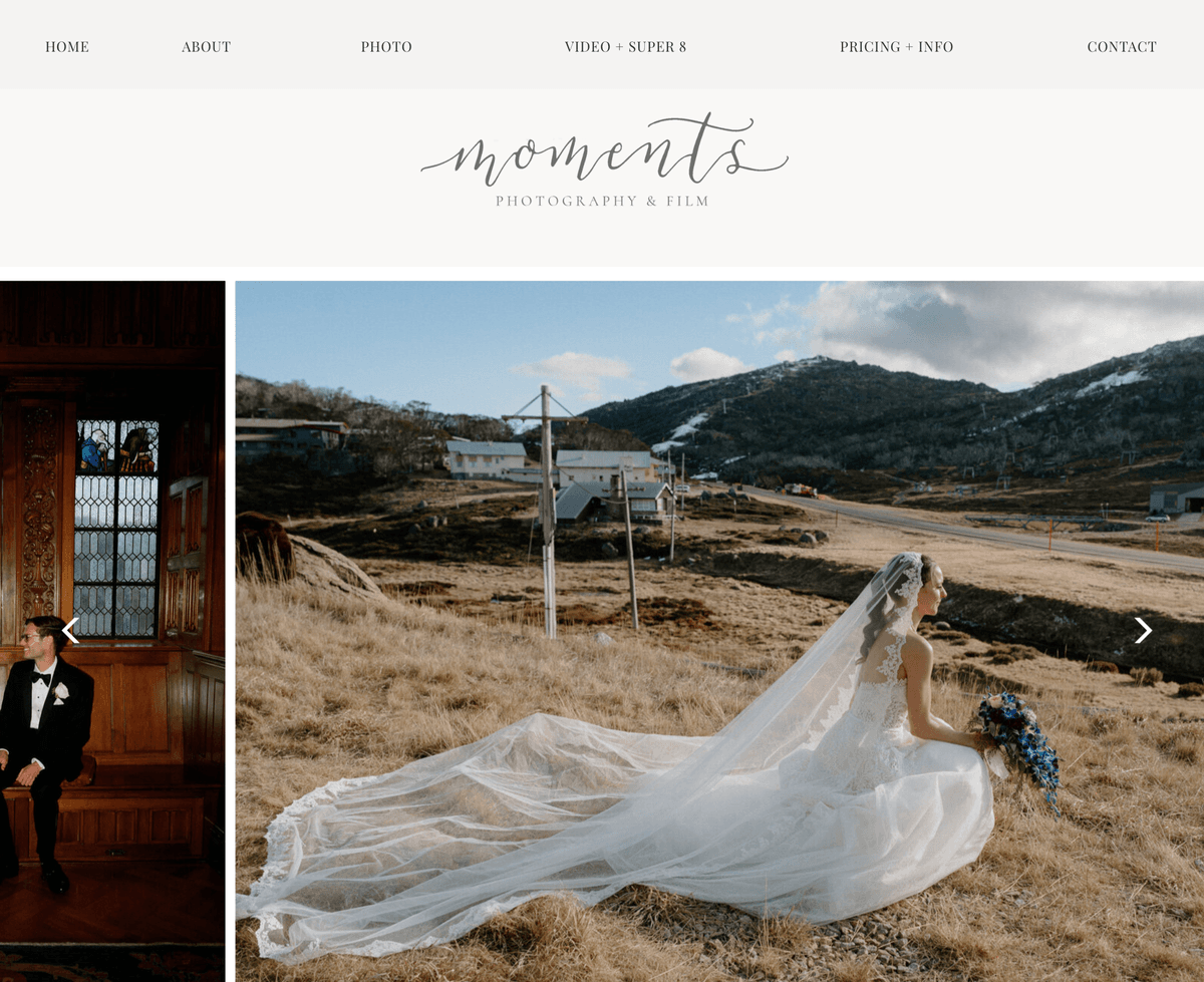 Moments Photography & Film website